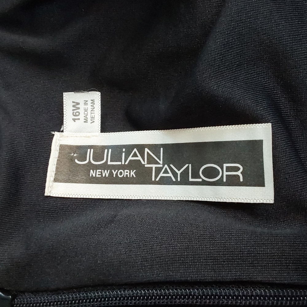 Julian Taylor| Womens Black Flowy Sheer Sleeves Dress Minimal Elegant Sz.16W - Picture 9 of 9